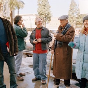 Left to right) BEN AFFLECK, director MIKE MITCHELL, BILL MACY and CATHERINE O'HARA on the set of DreamWorks Pictures' comedy SURVIVING CHRISTMAS.