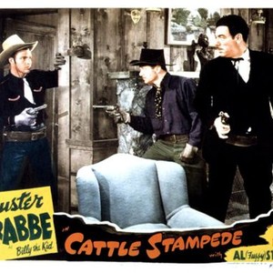 CATTLE STAMPEDE, Buster Crabbe (l.), 1943