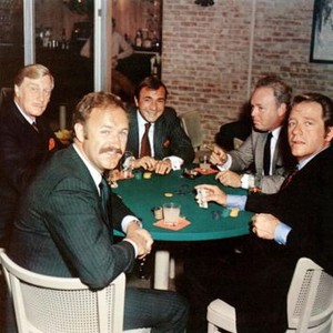 DOCTORS' WIVES, clockwise from back left: George Gaynes, John Colicos, Carroll O'Connor, Richard Crenna, Gene Hackman, 1971