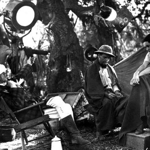 TARZAN THE APE MAN, director W.S. Van Dyke, Neil Hamilton, Maureen O'Sullivan on set, 1932