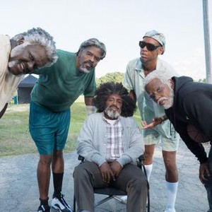 UNCLE DREW, FROM LEFT, SHAQUILLE O'NEAL, CHRIS WEBBER, NATE ROBINSON, REGGIE MILLER, KYRIE IRVING, ON-SET, 2018. PH: QUANTRELL D. COLBERT. ©LIONSGATE