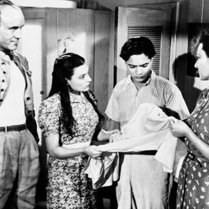THE END OF THE RIVER, from left: Torin Thatcher, Bibi Ferreira, Sabu, Antooinette Cellier, 1947