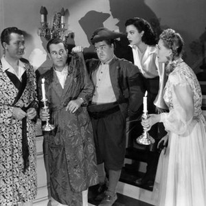 THE TIME OF THEIR LIVES, John Shelton, Bud Abbott, Lou Costello, Marjorie Reynolds, Binnie Barnes, 1946