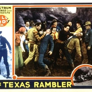 THE TEXAS RAMBLER, first, third, fourth, fifth, seventh, tenth and eleventh  from left: Mildred Rogers,  Earle Hodgins, Budd Buster,  Marie Burton,  Bill Cody, Roger Williams, Allen Greer, 1935