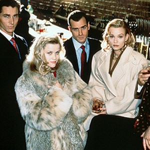 (L-R) Christian Bale as Patrick Bateman, Reese Witherspoon as Evelyn Williams, Justin Theroux as Timothy Bryce, Samantha Mathis as Courtney Rawlinson and Matt Ross as Luis Carruthers in "American Psycho."