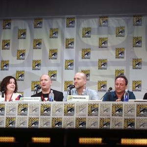 Marvel's Agent Carter, from left: Michele Fazekas, Tara Butters, Christopher Markus, Stephen McFeely, Louis D'Esposito, Hayley Atwell, 01/06/2015, ©ABC