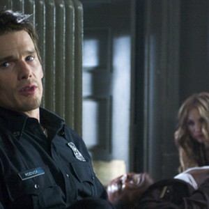 Ethan Hawke (left), Dorian Harewood (center) and Drea De Matteo (right) star in Jean-Francois Richet's ASSAULT ON PRECINCT 13, a Rogue Pictures release.