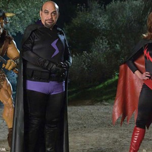 (L-R) Bobby "Slim" Jones as Cretan, Jon Polito as Captain Sludge and Christine Lakin as Red in "Super Capers." photo 17