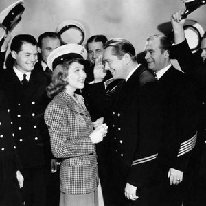 SON OF THE NAVY, Jean Parker (wearing cap), James Dunn (saluting), Selmer Jackson (behind Dunn), 1940