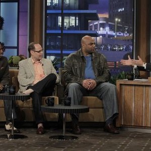The Tonight Show With Jay Leno, from left: Kenny Smith, Ernest Johnson, Charles Barkley, Jay Leno, 'Season', ©NBC