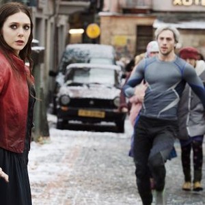 AVENGERS: AGE OF ULTRON, from left: Elizabeth Olsen as Scarlet Witch/Wanda Maximoff, Aaron Taylor-Johnson as Quicksilver/Pietro Maximoff, 2015. ph: Jay Maidment/© Walt Disney Studios Motion Pictures