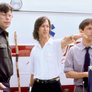SLEEPWALKERS, writer Stephen King (left), director Mick Garris (center), on set, 1992. ©Columbia Pictures