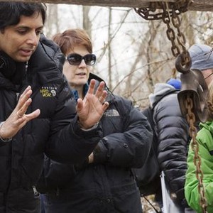 THE VISIT, from left: director M. Night Shyamalan, cinematographer Maryse Alberti, Ed Oxenbould, on set, 2015. ph: John Baer/©Universal Pictures
