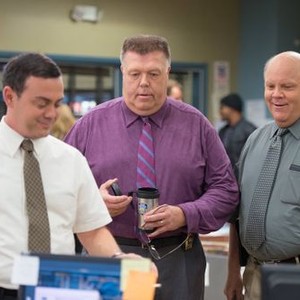 Brooklyn Nine-Nine, Joe Lo Truglio (L), Joel McKinnon Miller (C), Dirk Blocker (R), 'The Bet', Season 1, Ep. #13, 01/14/2014, ©FOX