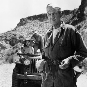 THE MOUNTAIN ROAD, James Stewart (front), Lisa Lu, Frank Silvera (back), 1960