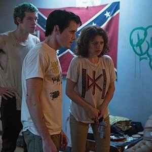 (L-R) Callum Turner as Tiger, Anton Yelchin as Pat and Alia Shawkat as Sam in "Green Room." photo 10