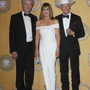 Patrick Duffy, Linda Gray, Larry Hagman in the press room for 18th Annual Screen Actors Guild SAG Awards - PRESS ROOM, Shrine Auditorium, Los Angeles, CA January 29, 2012. Photo By: Elizabeth Goodenough/Everett Collection