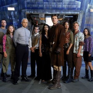 Firefly, from left: Adam Baldwin, Jewel Staite, Ron Glass, Sean Maher, Morena Baccarin, Nathan Fillion, Gina Torres, Alan Tudyk, Summer Glau, 09/20/2002, ©SCIENCECHANNEL
