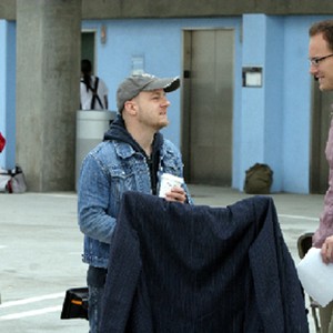 Director David Slade with Ellen Page and Patrick Wilson on the set of Hard Candy.