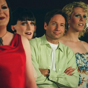 Jeff (DAVID DUCHOVNY) takes in the cabaret act headlined by Connie and Carla in the new comedy, Connie and Carla. photo 14