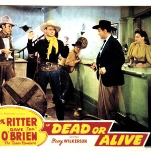 DEAD OR ALIVE, Guy Wilkerson, Dave O'Brien (center), Rebel Randall (far right), 1944