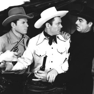 WESTERN MAIL, from left: Fred Kohler Jr, Tom Keene, Glenn Strange, 1942