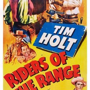 RIDERS OF THE RANGE, poster art, top l-r: Jacqueline White, Tim Holt, center: Tim Holt, bottom: Richard Martin, 1950.