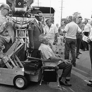 THE LIBERATION OF L.B. JONES, cinematographer Robert Surtees 9behind camera), Rosecoe Lee Browne (standing next to camera), director William Wyler (seated), Lee J. Cobb (right) on set, 1970