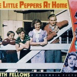 THE FIVE LITTLE PEPPERS AT HOME, from left, Dorothy Ann Seese, Bobby Larson, Tommy Bond, Edith Fellows, Charles Peck; right, from top, Tommy Bond, Dorothy Ann Seese, Bobby Larson, Edith Fellows, Ronald Sinclair, 1940