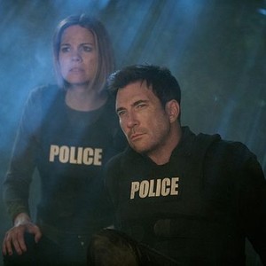 Under the Dome, Mariana Klaveno (L), Dylan McDermott (R), 'Under the Dome - Behind the Scenes: Season Premiere (streaming only)', Season 2, Ep. #14, ©KSITE