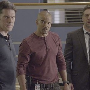 Criminal Minds, Thomas Gibson (L), Shemar Moore (C), Chris McKenna (R), 'Rock Creek Park', Season 10, Ep. #18, 03/25/2015, ©CBS