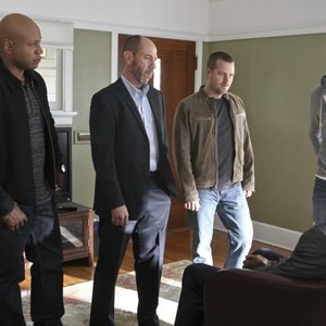 NCIS: Los Angeles, from left: LL Cool J, Miguel Ferrer, Chris O'Donnell, Eric Christian Olsen, 'War Cries', Season 5, Ep. #14, 02/04/2014, ©CBS