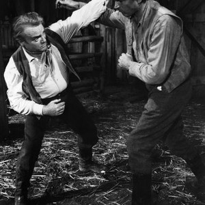 TRIBUTE TO A BAD MAN, James Cagney, Stephen McNally, 1956