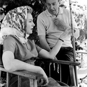 THE CHALK GARDEN, from left, Deborah Kerr, director Ronald Neame, on-set, in Elstree Studios, 1964