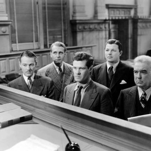 QUEEN OF THE MOB, William Henry (front left), Paul Kelly (center), Ralph Bellamy (back left), Jack Carson (back right), 1940