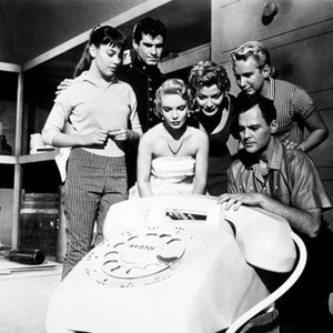 ATTACK OF THE PUPPET PEOPLE, from left: Marlene Willis, Jack Kosslyn, June Kenney, Laurie Mitchell, John Agar, Ken Miller (top), 1958 Jack Kosslyn_ June Kenney_ Laurie Mitchell_ Ken Miller_ John Agar(Jack Kosslyn_ June Kenney_ Laurie Mitchell_ Ken Miller_ John Agar)