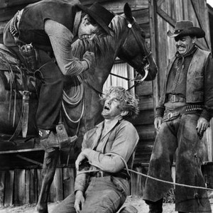 MAN WITHOUT A STAR, Richard Boone (left), Kirk Douglas (center), 1955