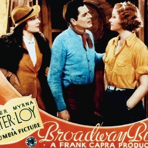 BROADWAY BILL, from left: Helen Vinson, Warner Baxter, Myrna Loy, 1934