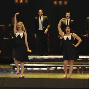 Glee, from left: Heather Morris, Dianna Agron, Dijon Talton, Chris Colfer, Jenna Ushkowitz, Harry Shum Jr., Lea Michele, 'Sectionals', Season 1, Ep. #13, 12/09/2009, ©FOX
