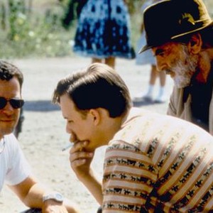 TELLING LIES IN AMERICA, director Guy Ferland, Brad Renfro, Maximilian Schell, on set, 1997. ©Banner Entertainment