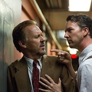 (L-R) Michael Keaton as Riggan Thomson and Edward Norton as Mike Shiner in "Birdman."