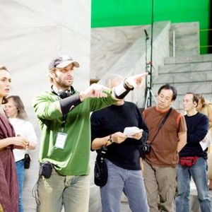 300, Lena Headey,  director Zack Snyder, on set, 2006. ©Warner Bros.