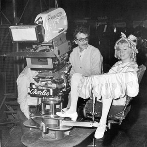 FUNNY LADY, from left: director Herbert Ross, Barbra Streisand, on set, 1975