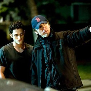 THE STEPFATHER, from left: Penn Badgley, director Nelson McCormick, on set, 2009. Ph: Chuck Zlotnick/©Screen Gems