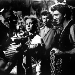 THE FLAME AND THE ARROW, Nick Cravat, Virginia Mayo, Robert Douglas, Burt Lancaster, 1950
