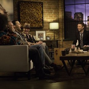 Talking Dead, from left: Reggie Watts, Gregory Nicotero, David Morrissey, Michael Rooker, Chris Hardwick, 'Season 2', 10/14/2012, ©AMC