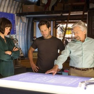 ANT-MAN, l-r: Evangeline Lilly, Paul Rudd, Michael Douglas, 2015. ph: Zade Rosenthal/©Walt Disney Studios Motion Pictures