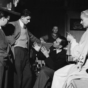 MADELEINE, cinematographer Guy Green (hand on hip), director David Lean, Ann Todd (right) on set, 1950