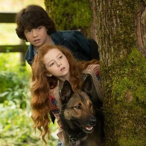 MAX 2: WHITE HOUSE HERO, FROM TOP: ZANE AUSTIN, FRANCESCA CAPALDI, MAX, 2017. PH: DIYAH PERA/©ORION PICTURES