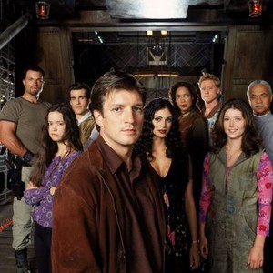 Firefly, from left: Adam Baldwin, Summer Glau, Sean Maher, Nathan Fillion, Morena Baccarin, Gina Torres, Alan Tudyk, Jewel Staite, Ron Glass, 09/20/2002, ©SCIENCECHANNEL